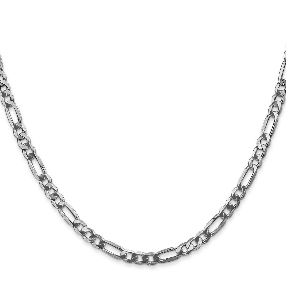 14k White Gold 4mm Flat Figaro Chain-WFIG100-18