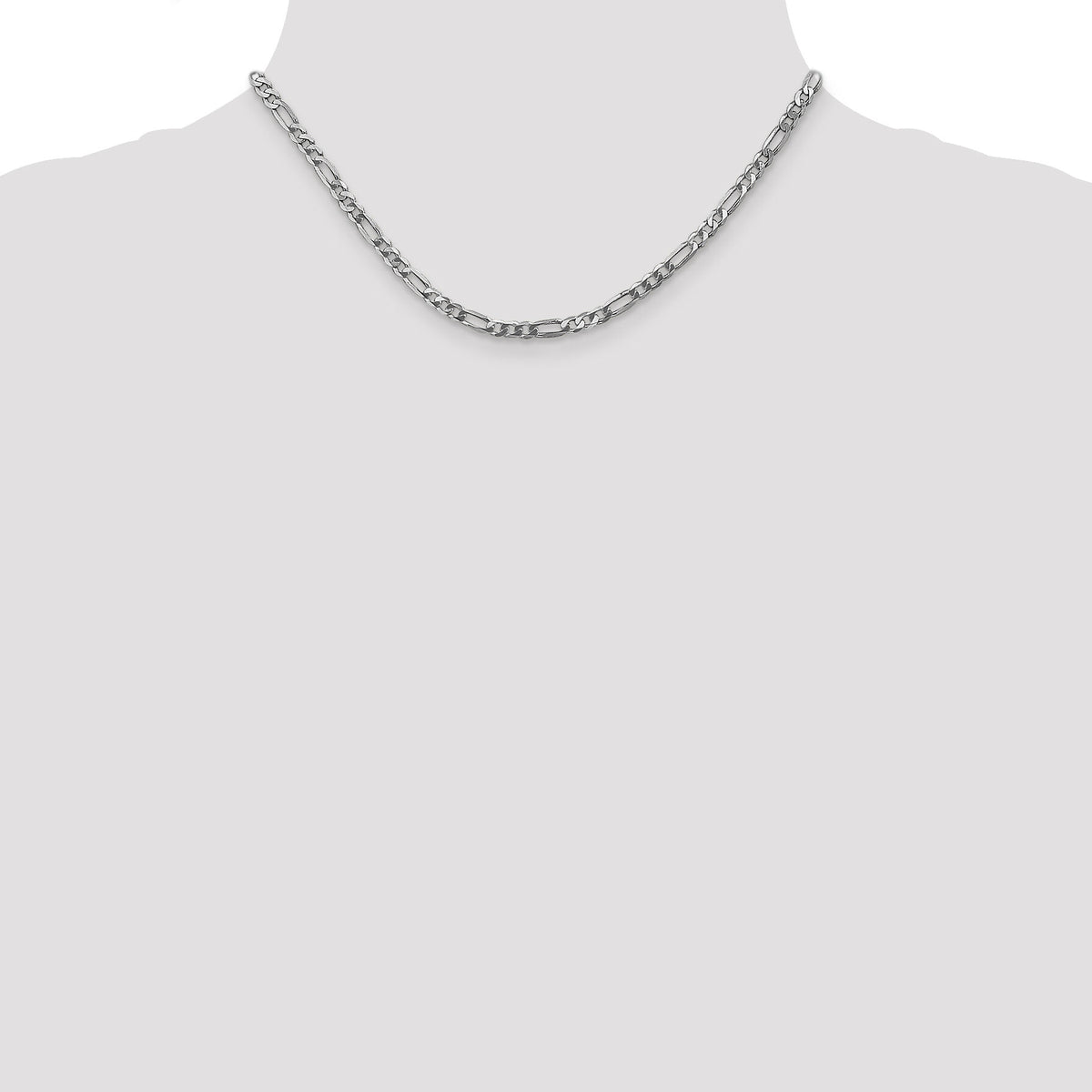 14k White Gold 4mm Flat Figaro Chain-WFIG100-16