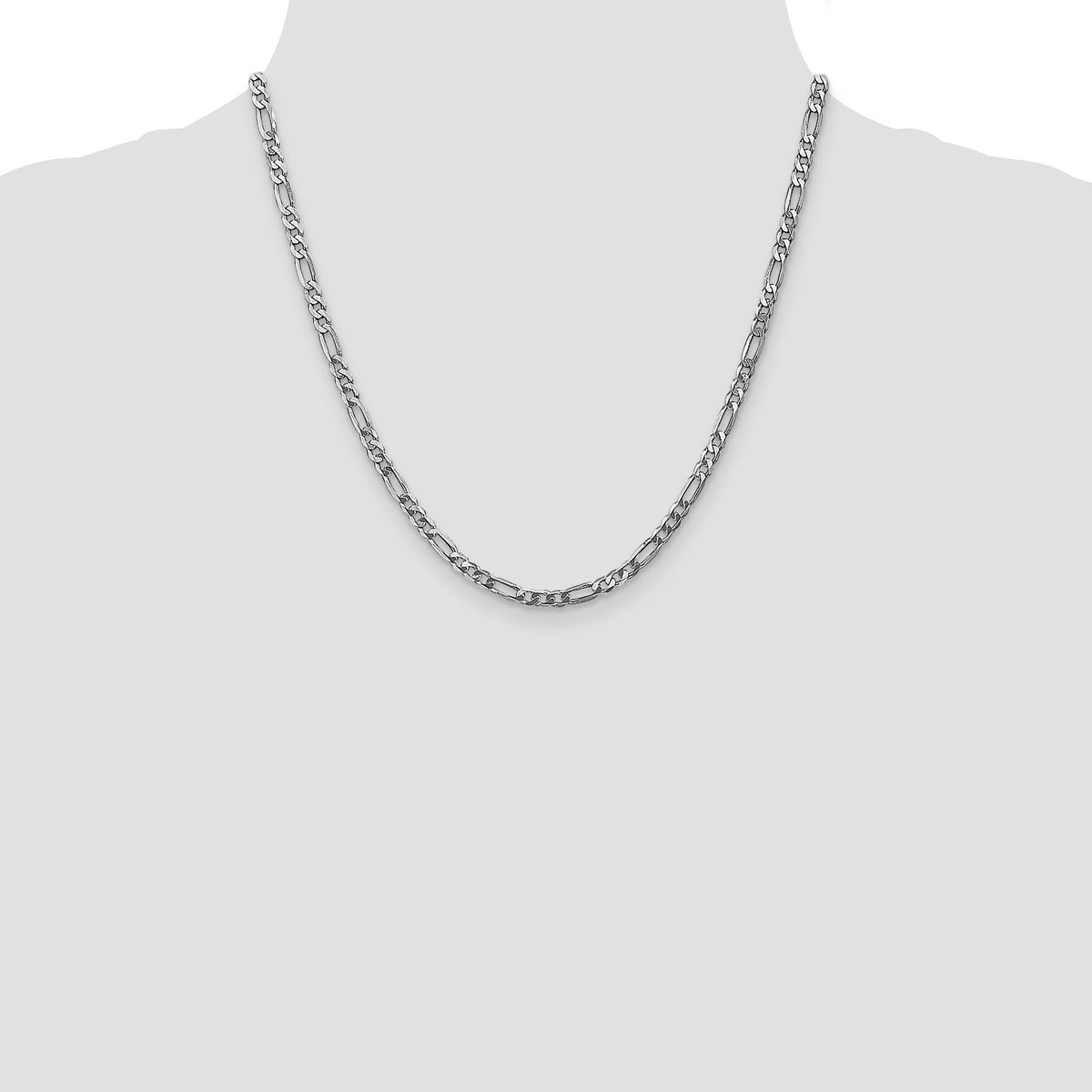14k White Gold 4mm Flat Figaro Chain-WFIG100-20