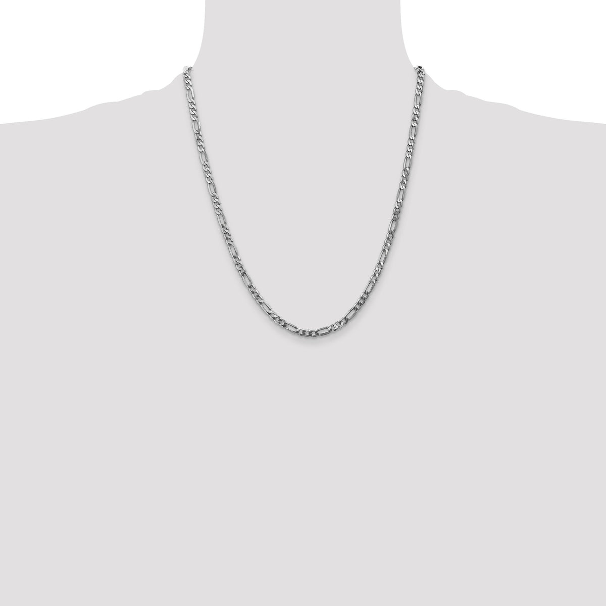 14k White Gold 4mm Flat Figaro Chain-WFIG100-22