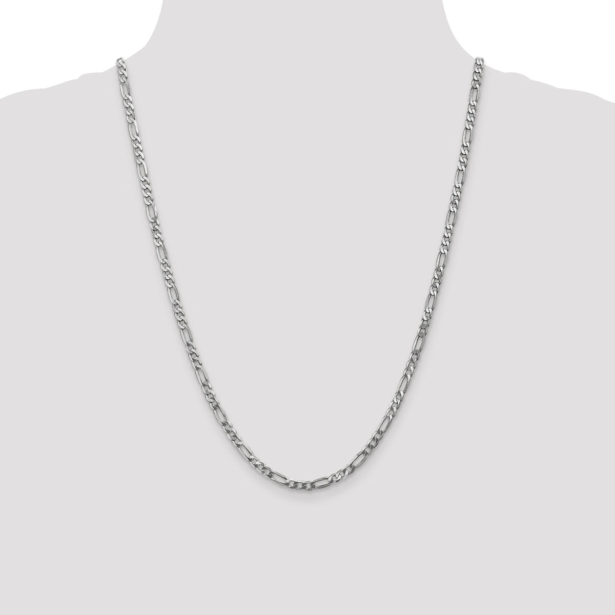 14k White Gold 4mm Flat Figaro Chain-WFIG100-24