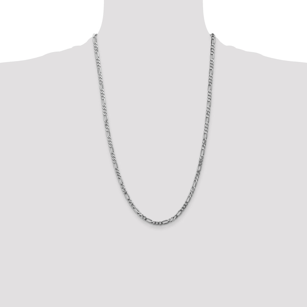 14k White Gold 4mm Flat Figaro Chain-WFIG100-26