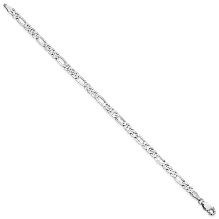 14k White Gold 4mm Flat Figaro Chain-WFIG100-7