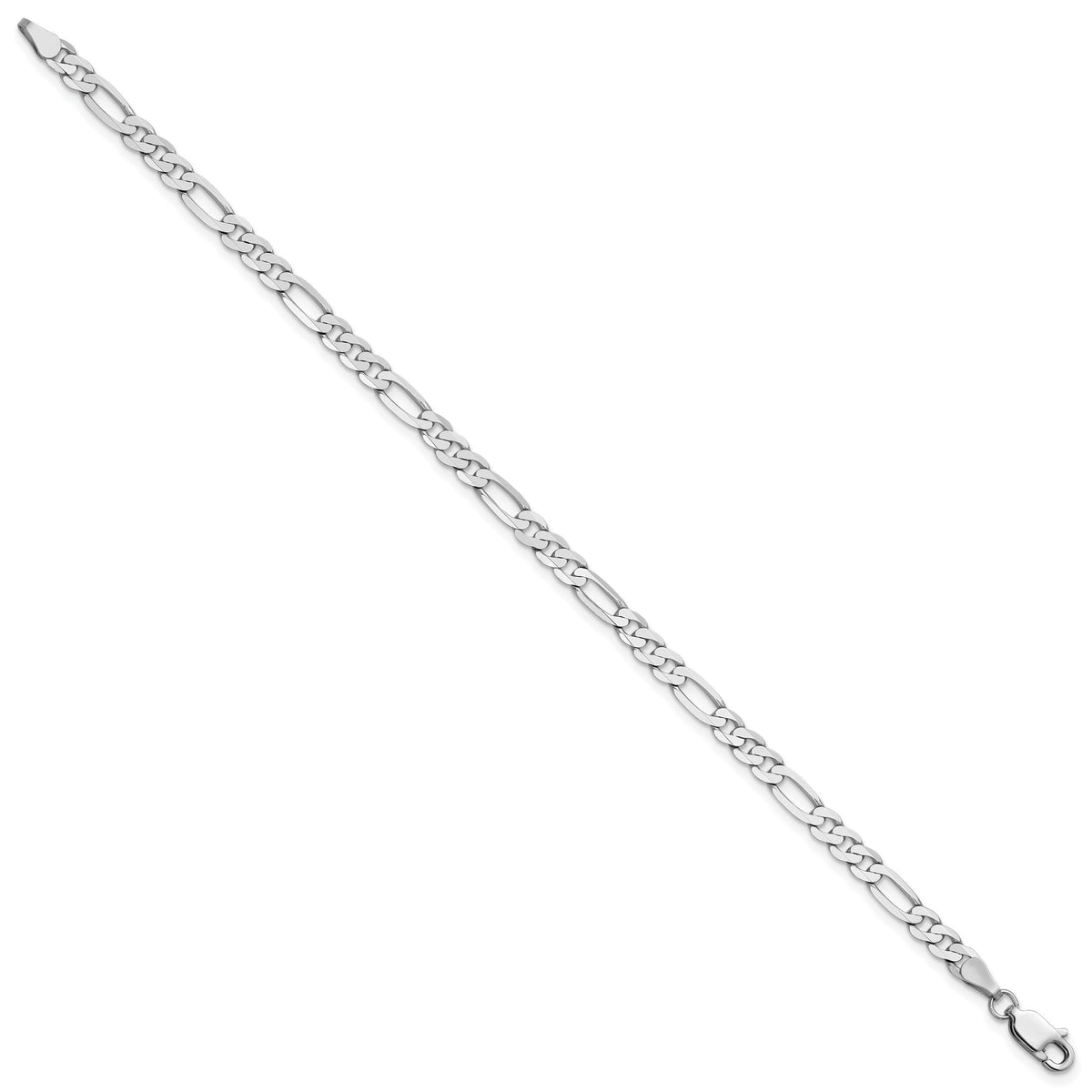 14k White Gold 4mm Flat Figaro Chain-WFIG100-9