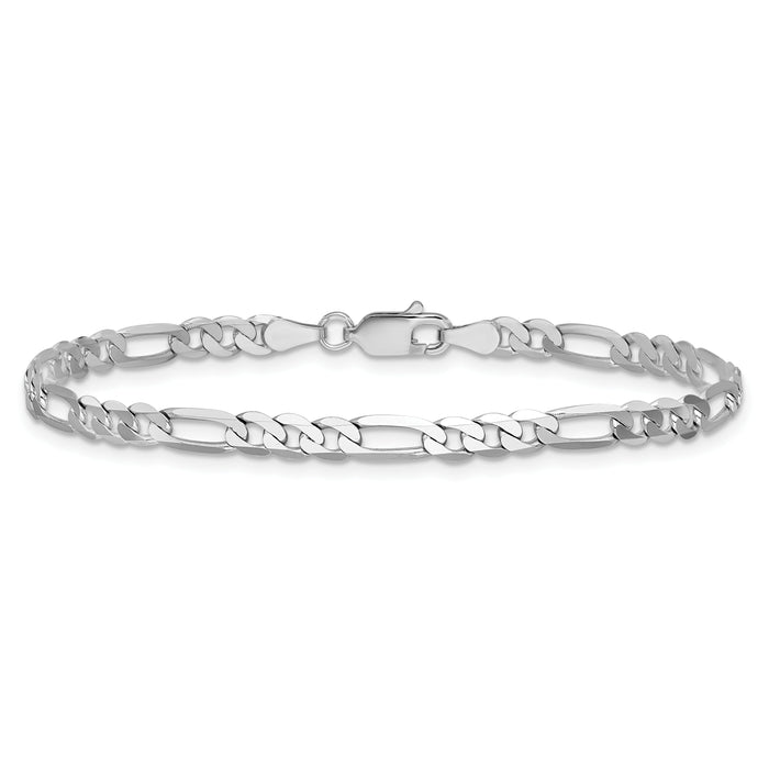 14k White Gold 4mm Flat Figaro Chain-WFIG100-9