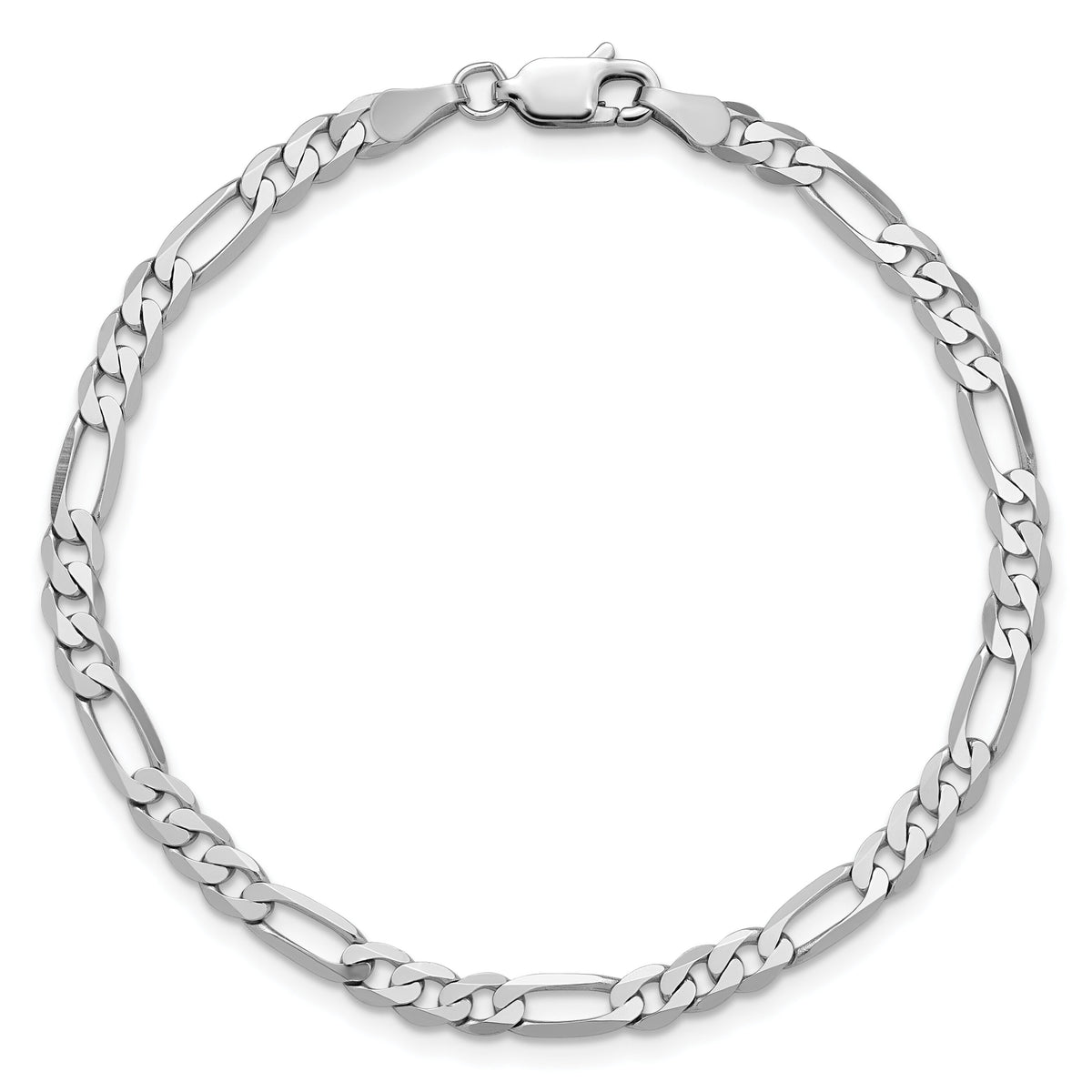 14k White Gold 4mm Flat Figaro Chain-WFIG100-9