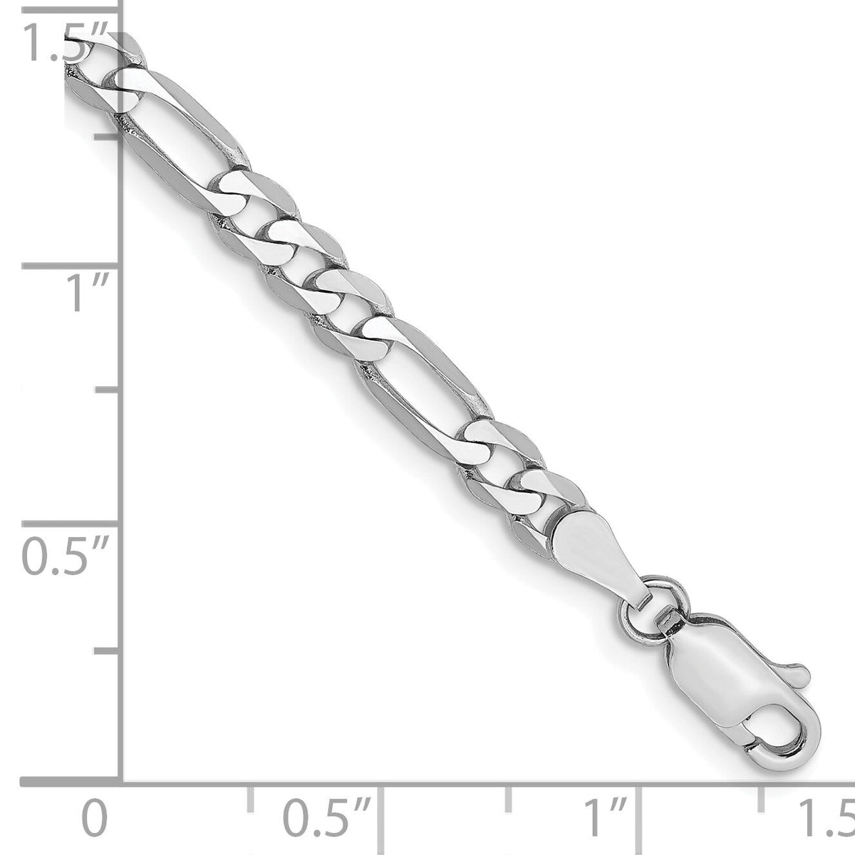 14k White Gold 4mm Flat Figaro Chain-WFIG100-7