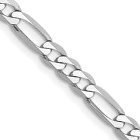 14k White Gold 4mm Flat Figaro Chain-WFIG100-16