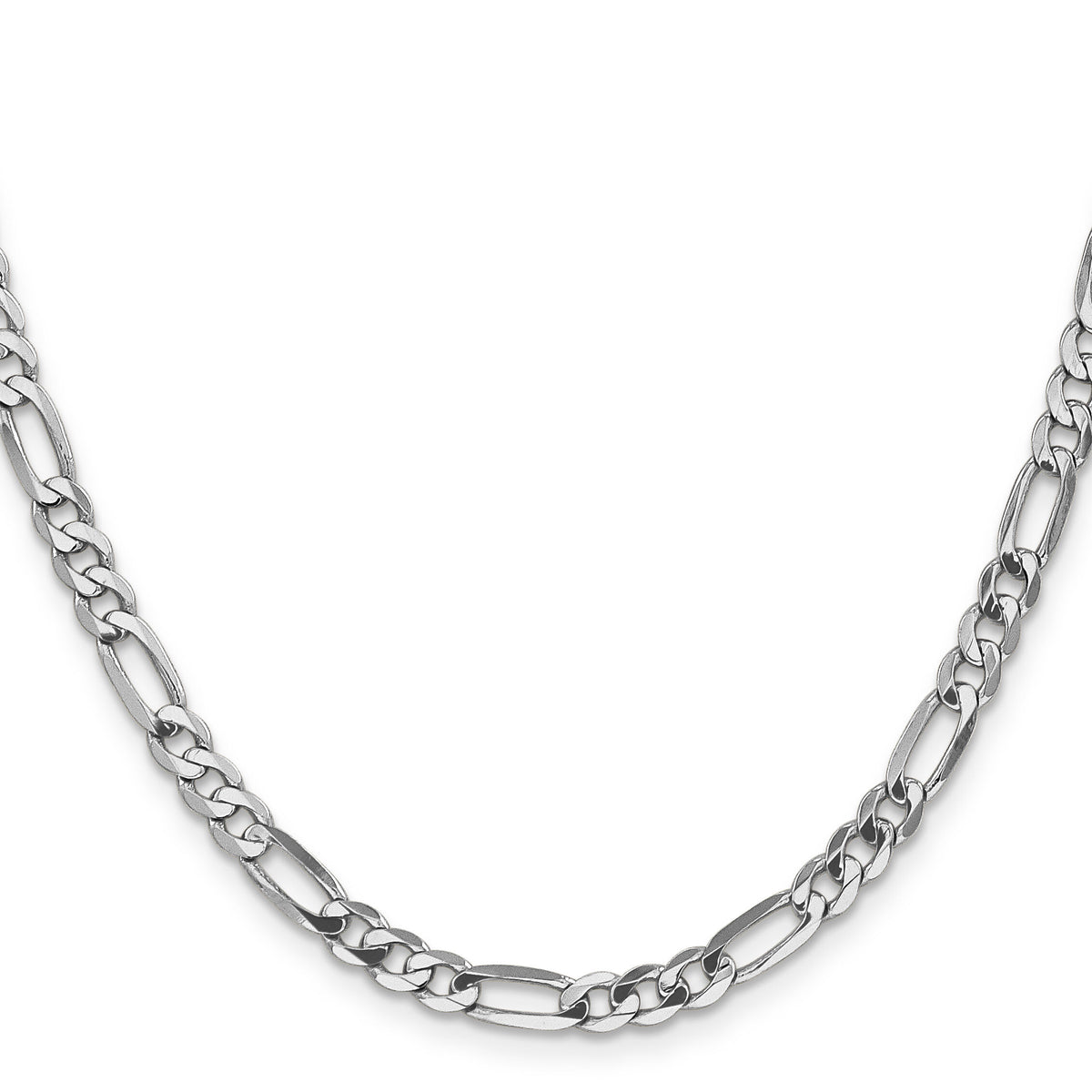 14k White Gold 4.5mm Flat Figaro Chain-WFIG120-18