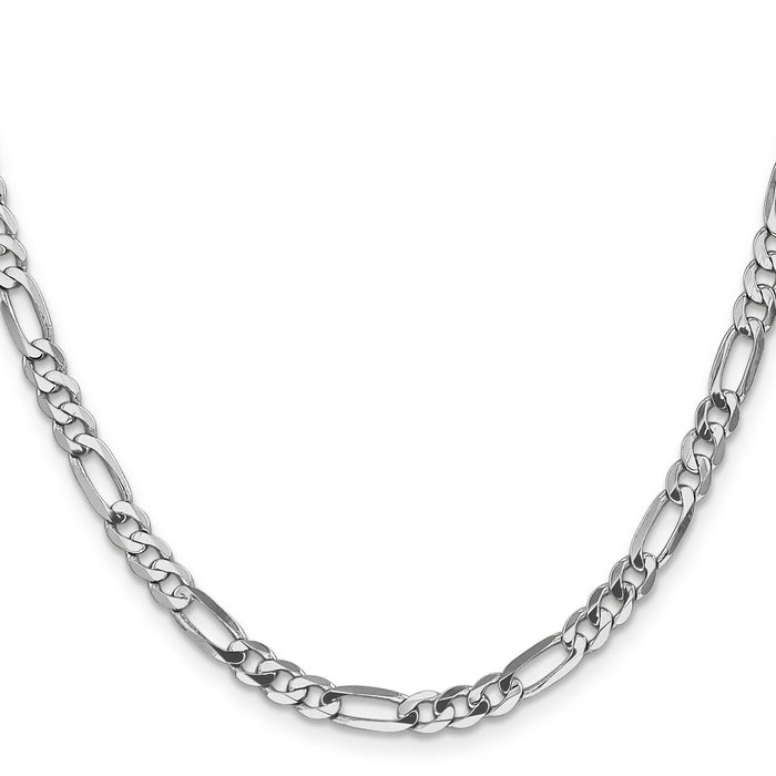 14k White Gold 4.5mm Flat Figaro Chain-WFIG120-20