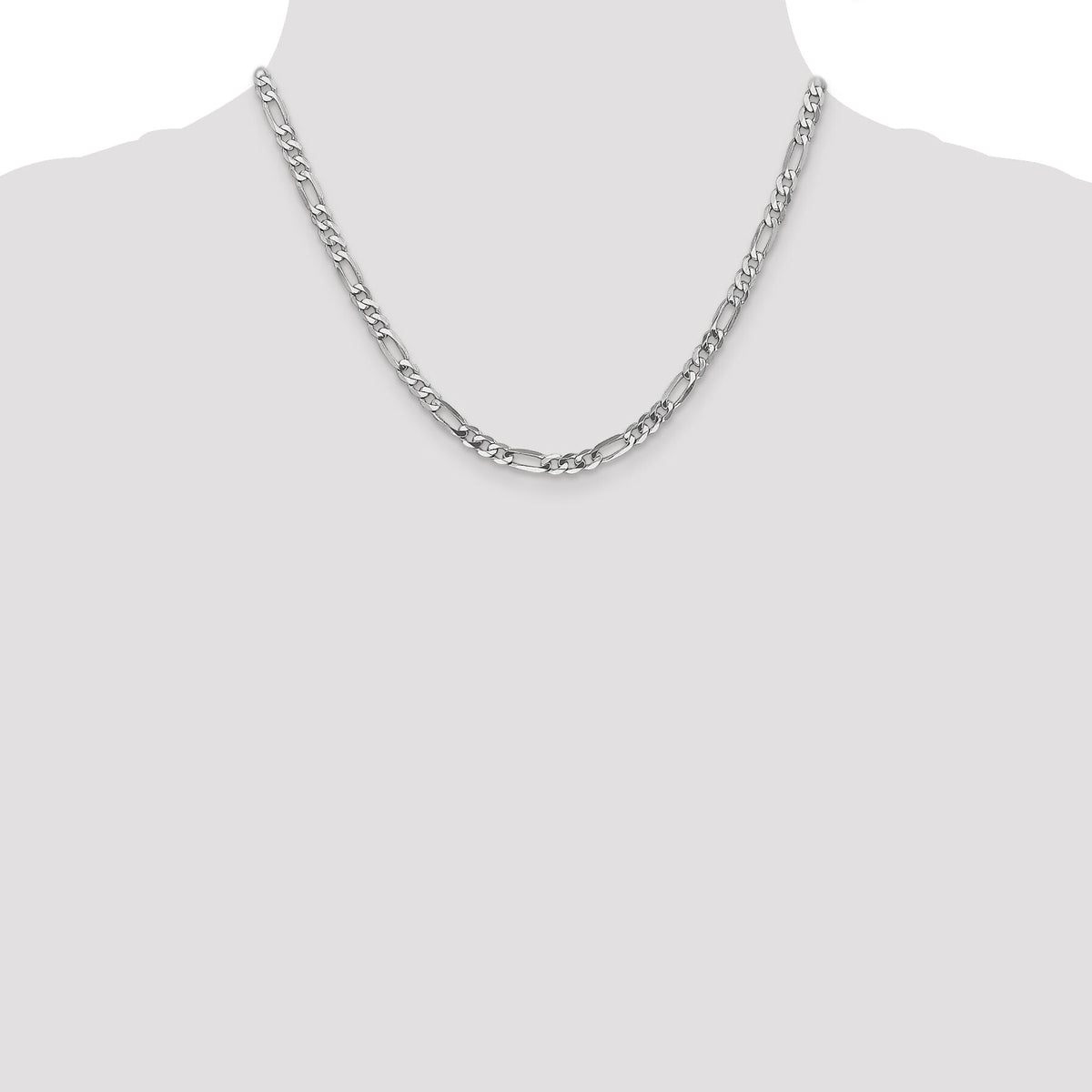 14k White Gold 4.5mm Flat Figaro Chain-WFIG120-18