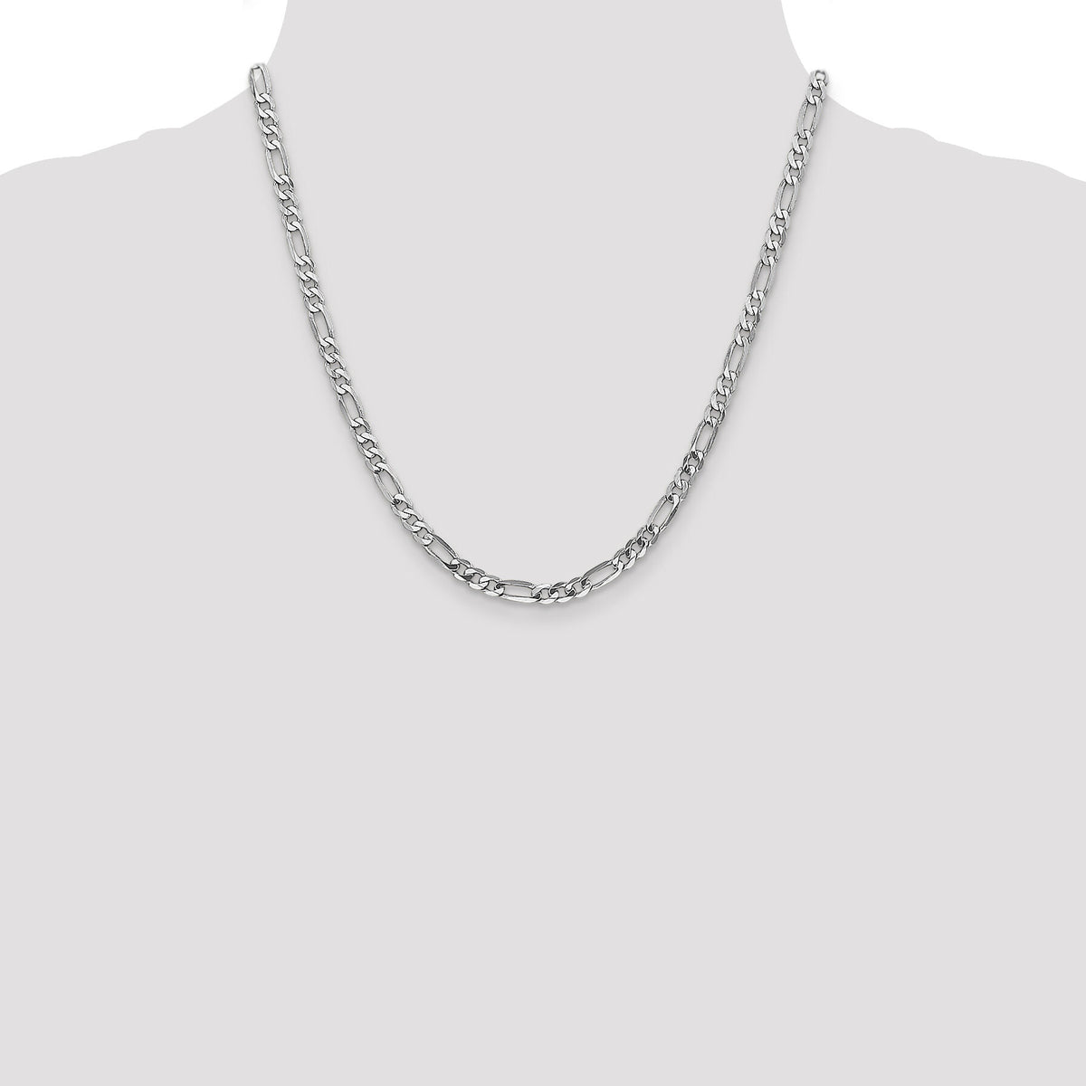 14k White Gold 4.5mm Flat Figaro Chain-WFIG120-20