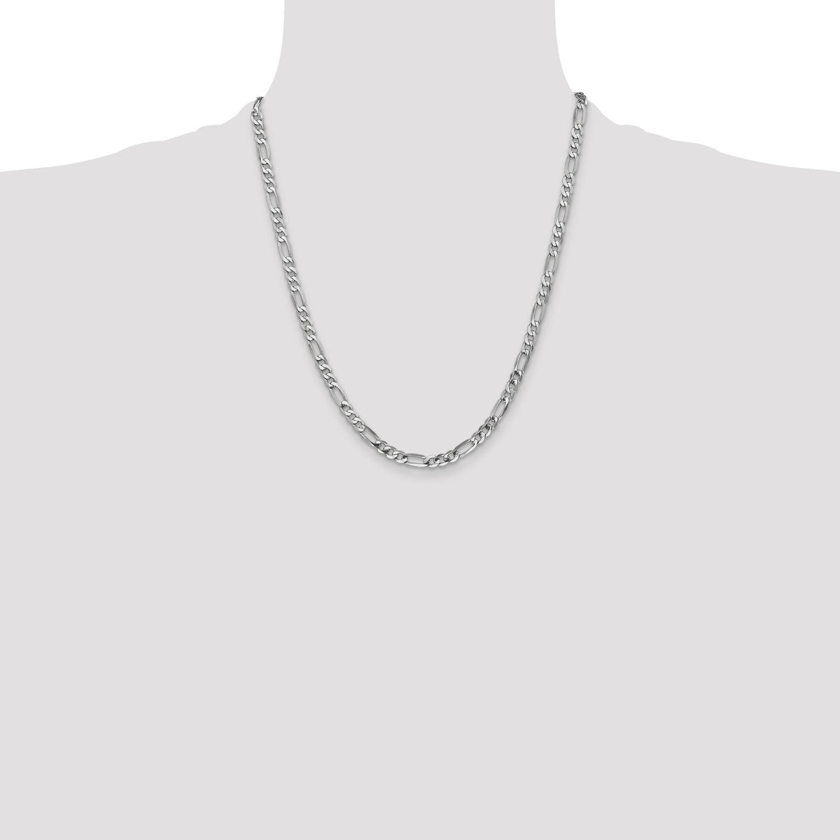 14k White Gold 4.5mm Flat Figaro Chain-WFIG120-22