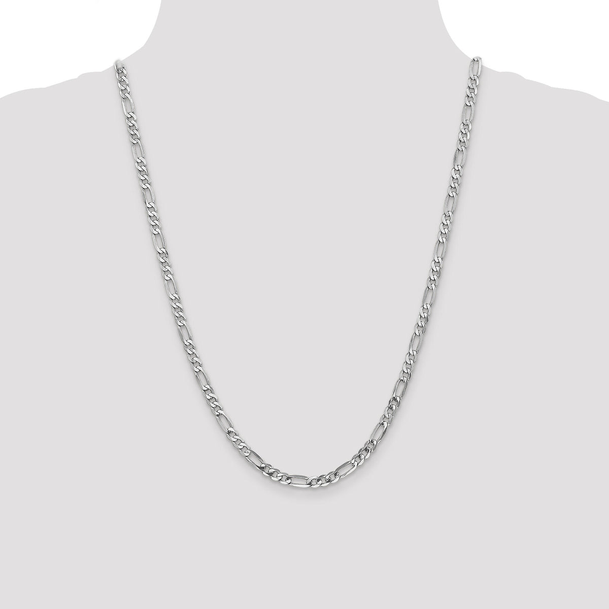 14k White Gold 4.5mm Flat Figaro Chain-WFIG120-24