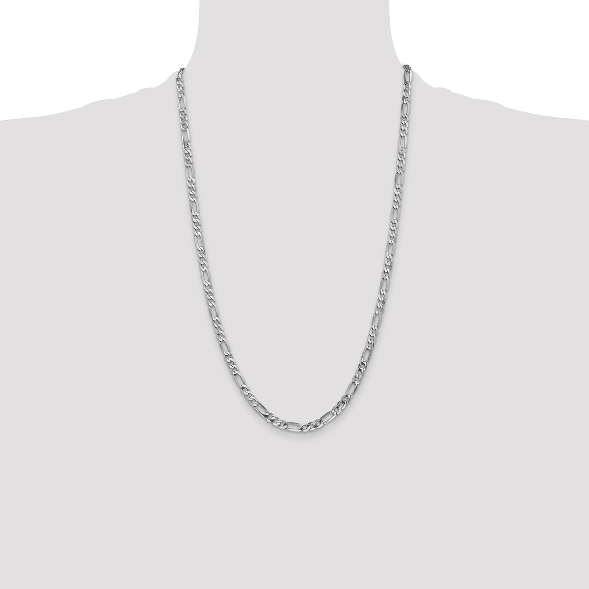 14k White Gold 4.5mm Flat Figaro Chain-WFIG120-26