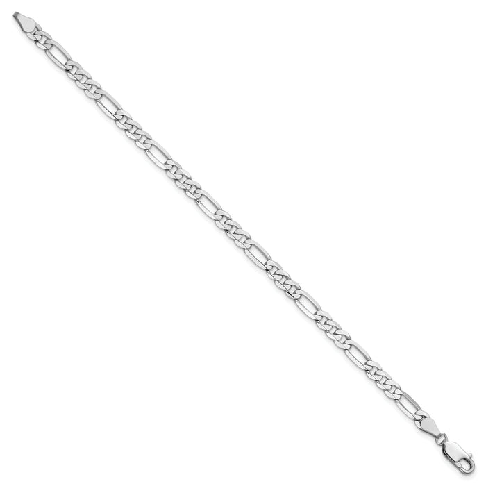 14k White Gold 4.5mm Flat Figaro Chain-WFIG120-9