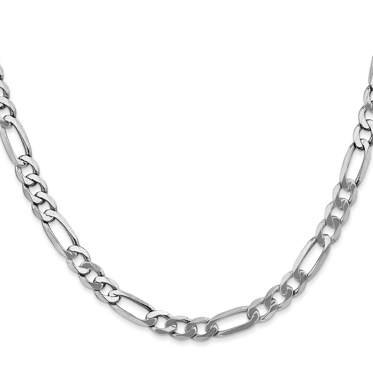 14k White Gold 5.5mm Flat Figaro Chain-WFIG140-18