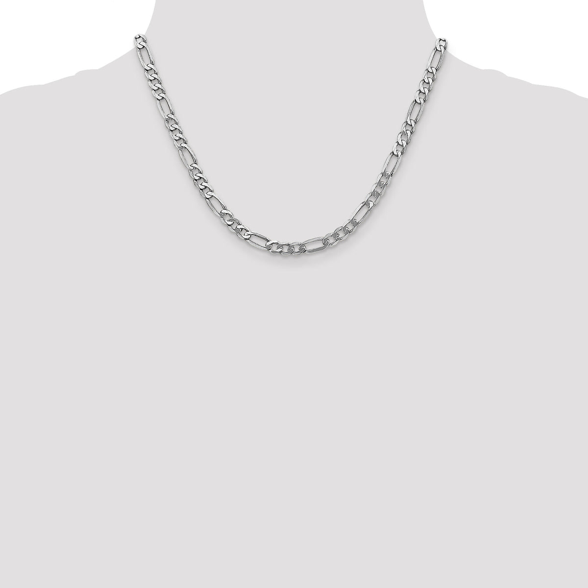 14k White Gold 5.5mm Flat Figaro Chain-WFIG140-18