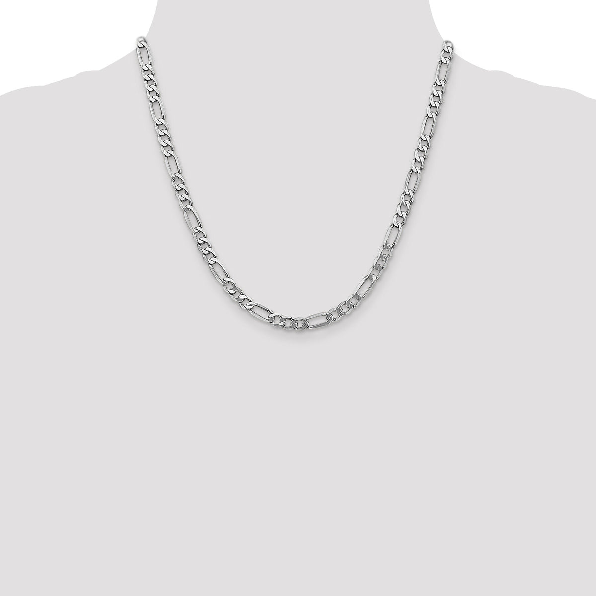 14k White Gold 5.5mm Flat Figaro Chain-WFIG140-20