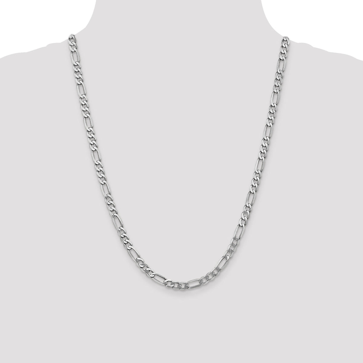 14k White Gold 5.5mm Flat Figaro Chain-WFIG140-24