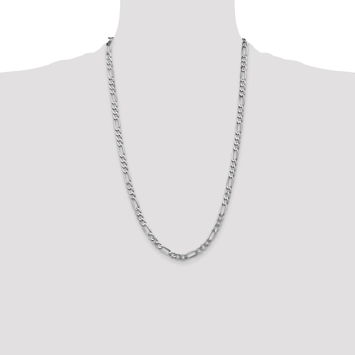 14k White Gold 5.5mm Flat Figaro Chain-WFIG140-26