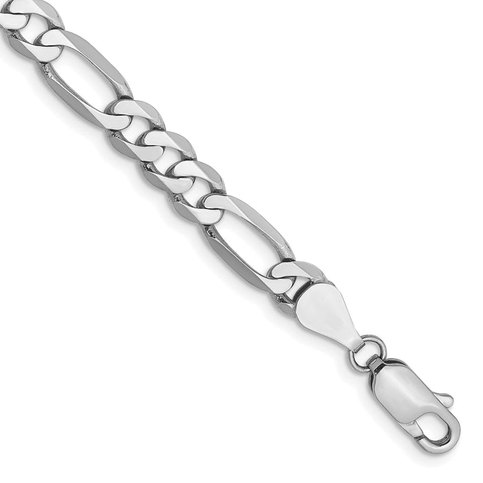 14k White Gold 5.5mm Flat Figaro Chain-WFIG140-8