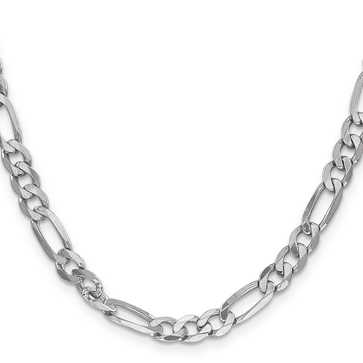 14k White Gold 6mm Flat Figaro Chain-WFIG160-26