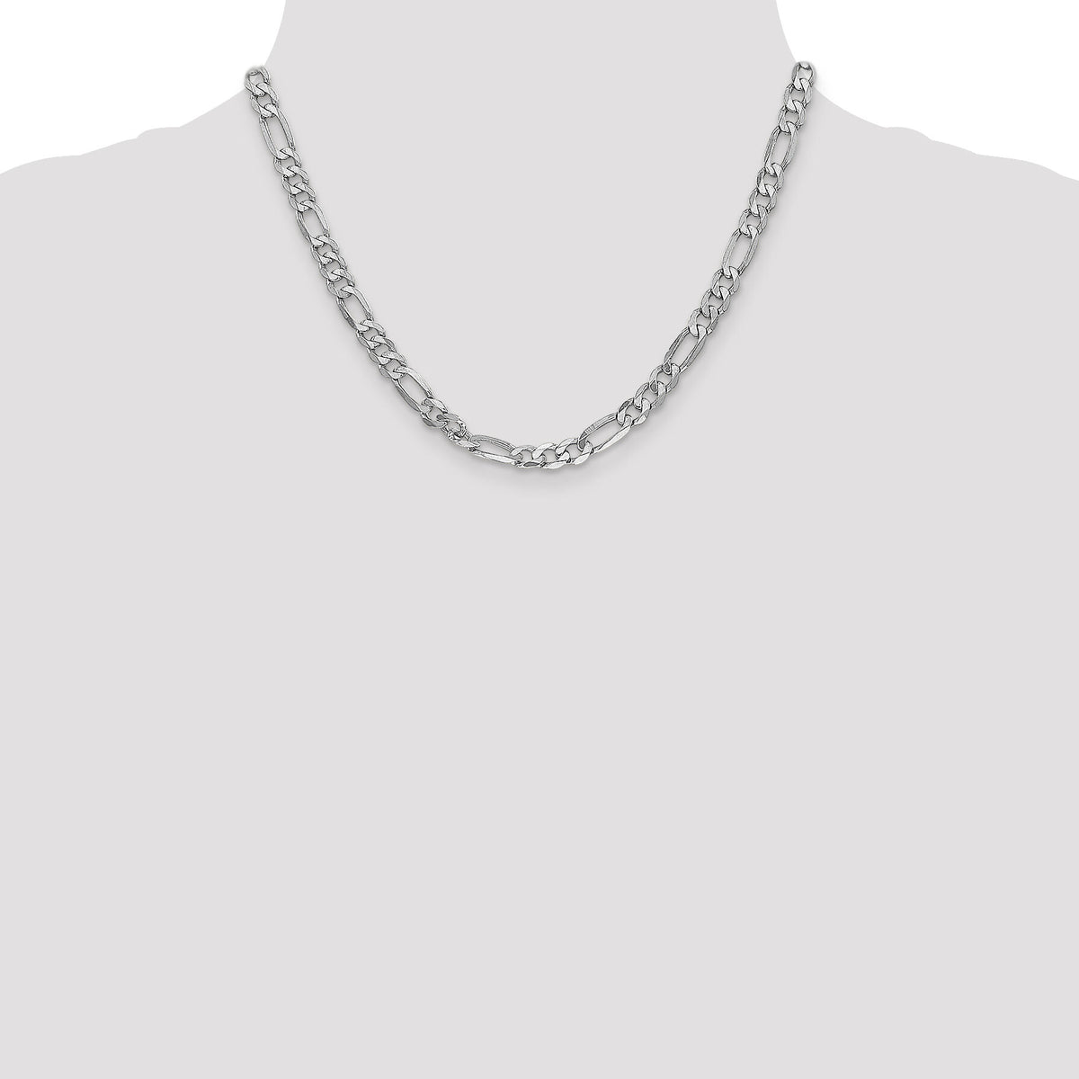 14k White Gold 6mm Flat Figaro Chain-WFIG160-18