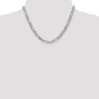 14k White Gold 6mm Flat Figaro Chain-WFIG160-18