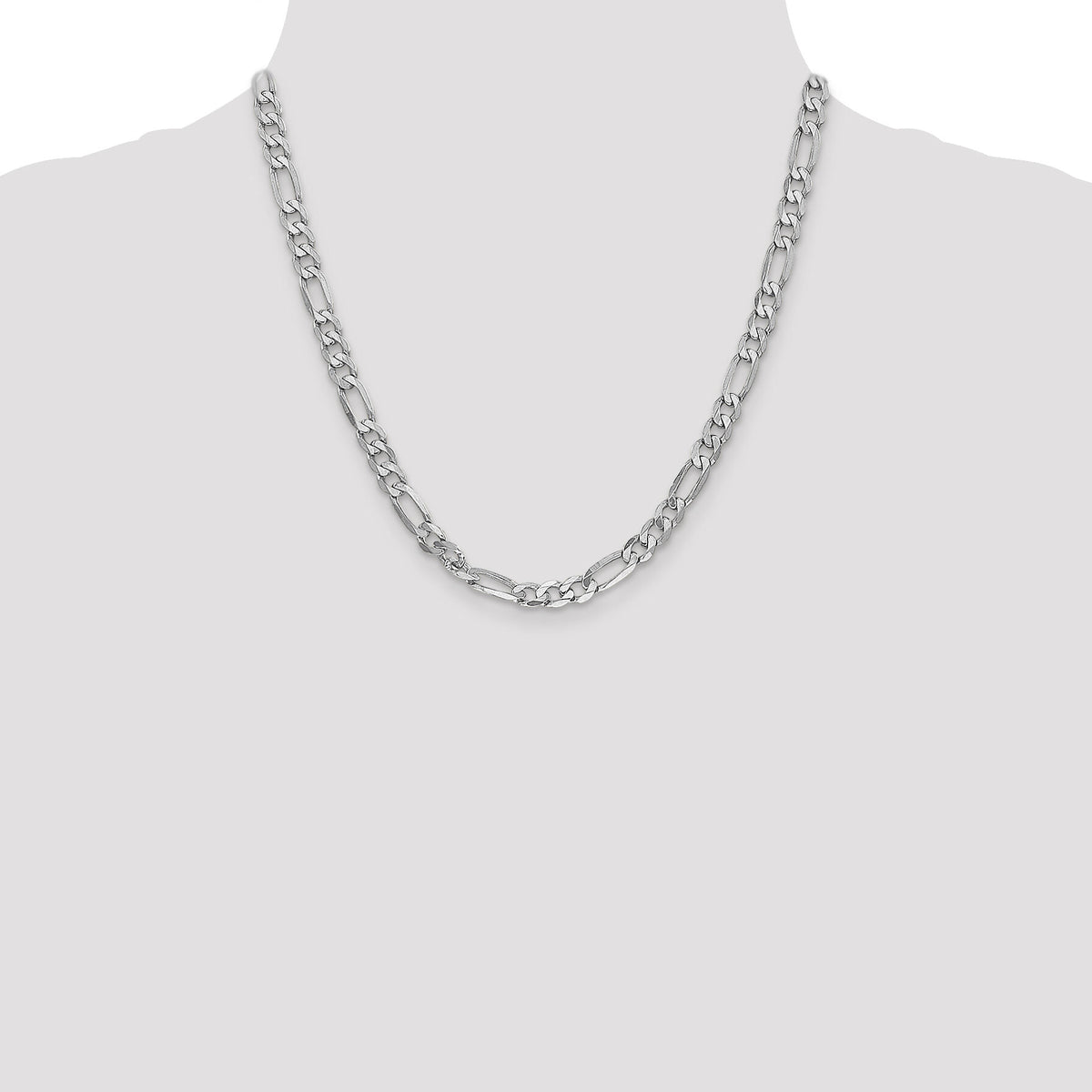 14k White Gold 6mm Flat Figaro Chain-WFIG160-20