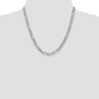 14k White Gold 6mm Flat Figaro Chain-WFIG160-20