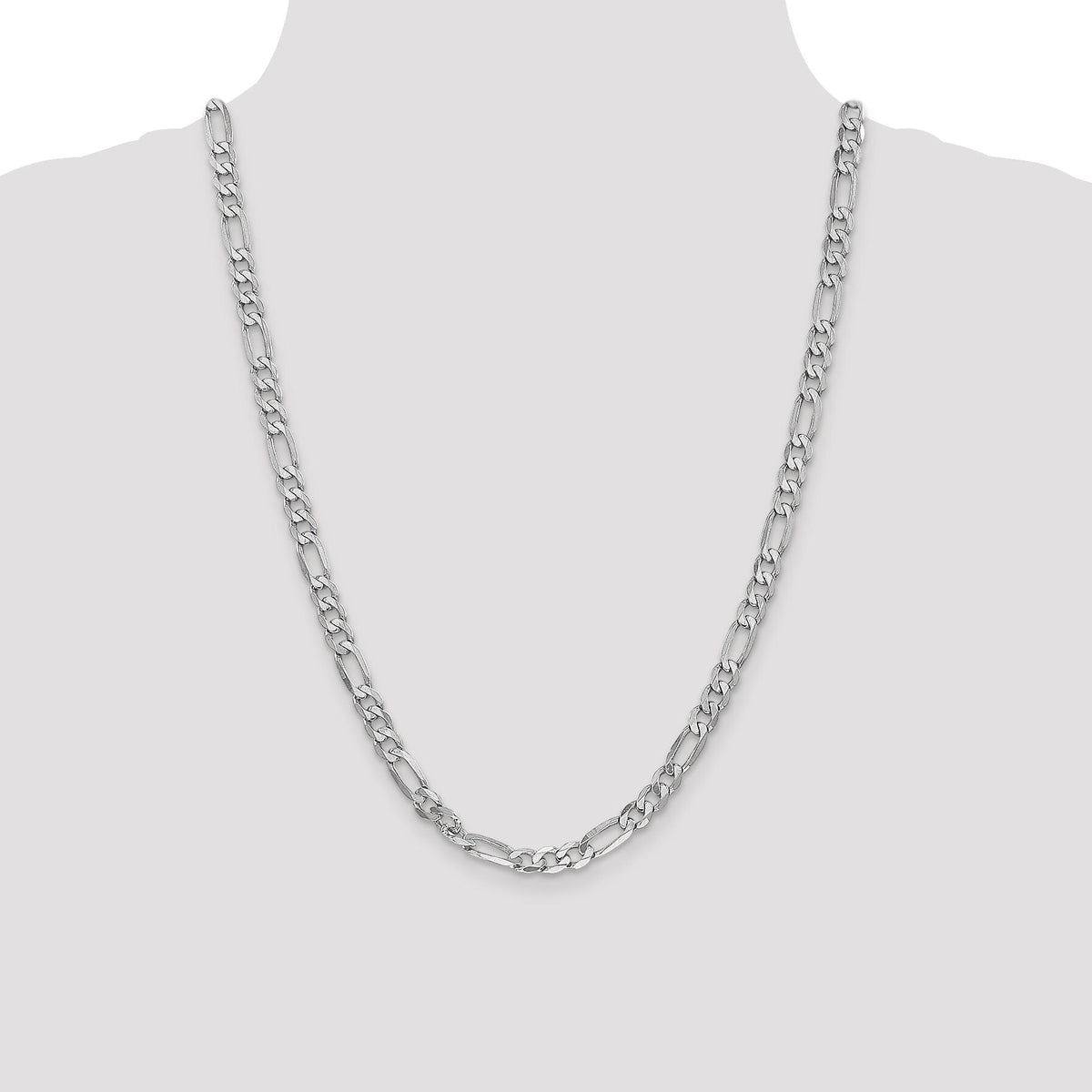 14k White Gold 6mm Flat Figaro Chain-WFIG160-24