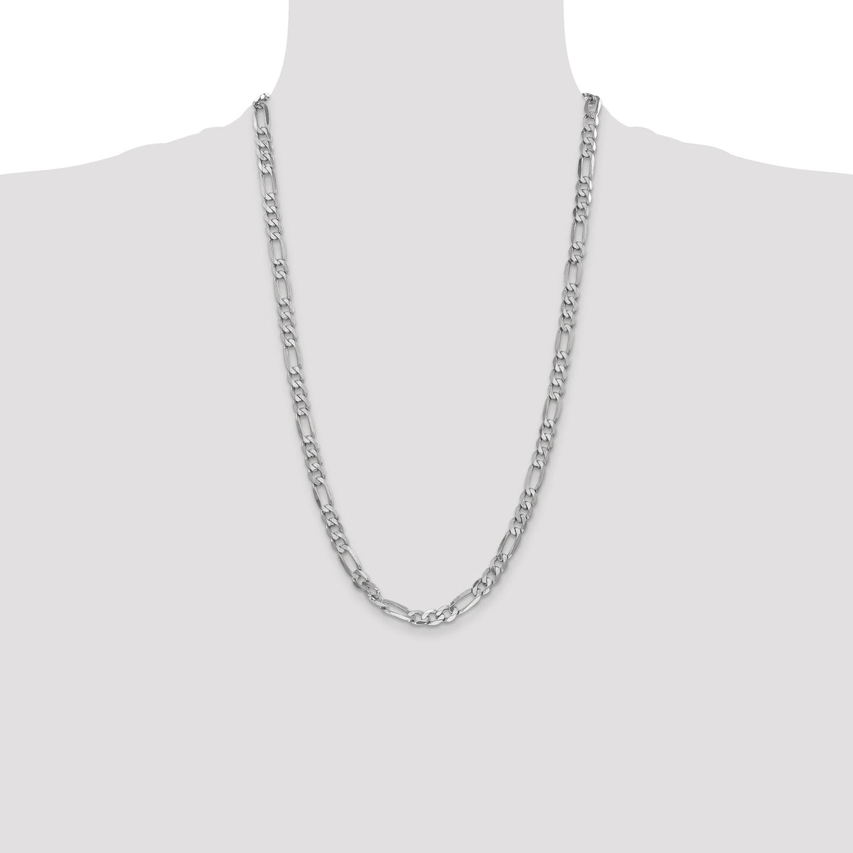 14k White Gold 6mm Flat Figaro Chain-WFIG160-26