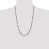 14k White Gold 6mm Flat Figaro Chain-WFIG160-26