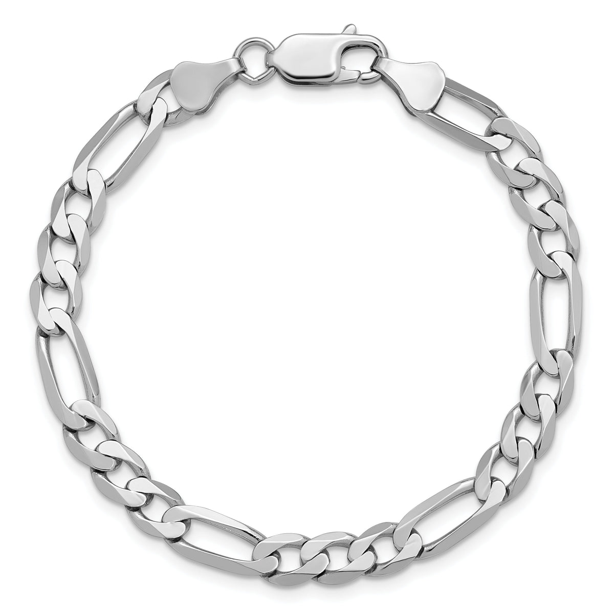 14k White Gold 6mm Flat Figaro Chain-WFIG160-7