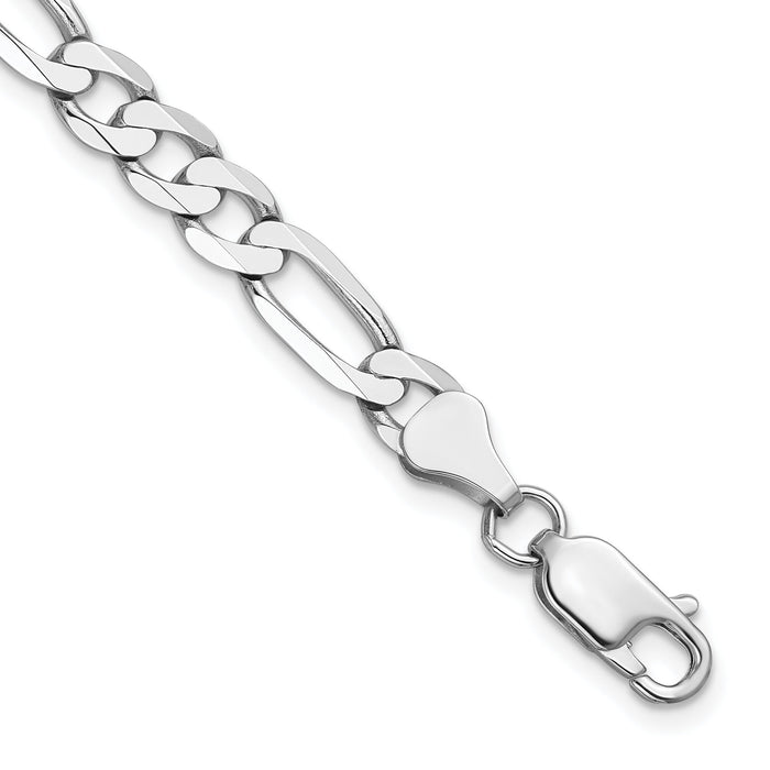 14k White Gold 6mm Flat Figaro Chain-WFIG160-7