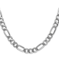14k White Gold 7mm Flat Figaro Chain-WFIG180-20