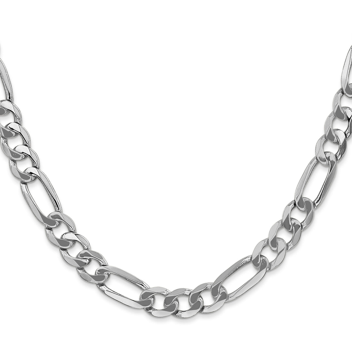 14k White Gold 7mm Flat Figaro Chain-WFIG180-24