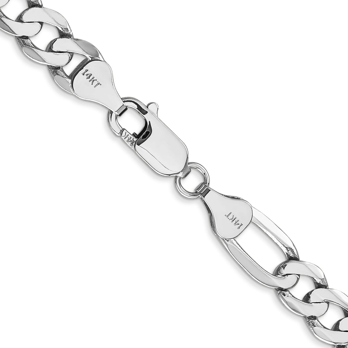 14k White Gold 7mm Flat Figaro Chain-WFIG180-20
