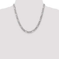 14k White Gold 7mm Flat Figaro Chain-WFIG180-20