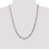 14k White Gold 7mm Flat Figaro Chain-WFIG180-24