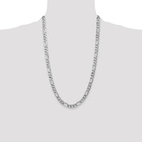 14k White Gold 7mm Flat Figaro Chain-WFIG180-26