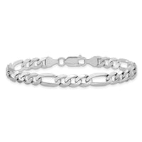 14k White Gold 7mm Flat Figaro Chain-WFIG180-8
