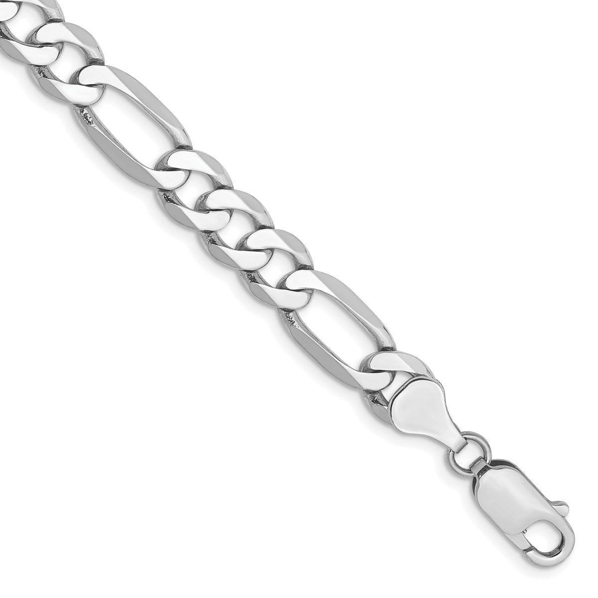 14k White Gold 7mm Flat Figaro Chain-WFIG180-8
