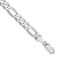 14k White Gold 7mm Flat Figaro Chain-WFIG180-8