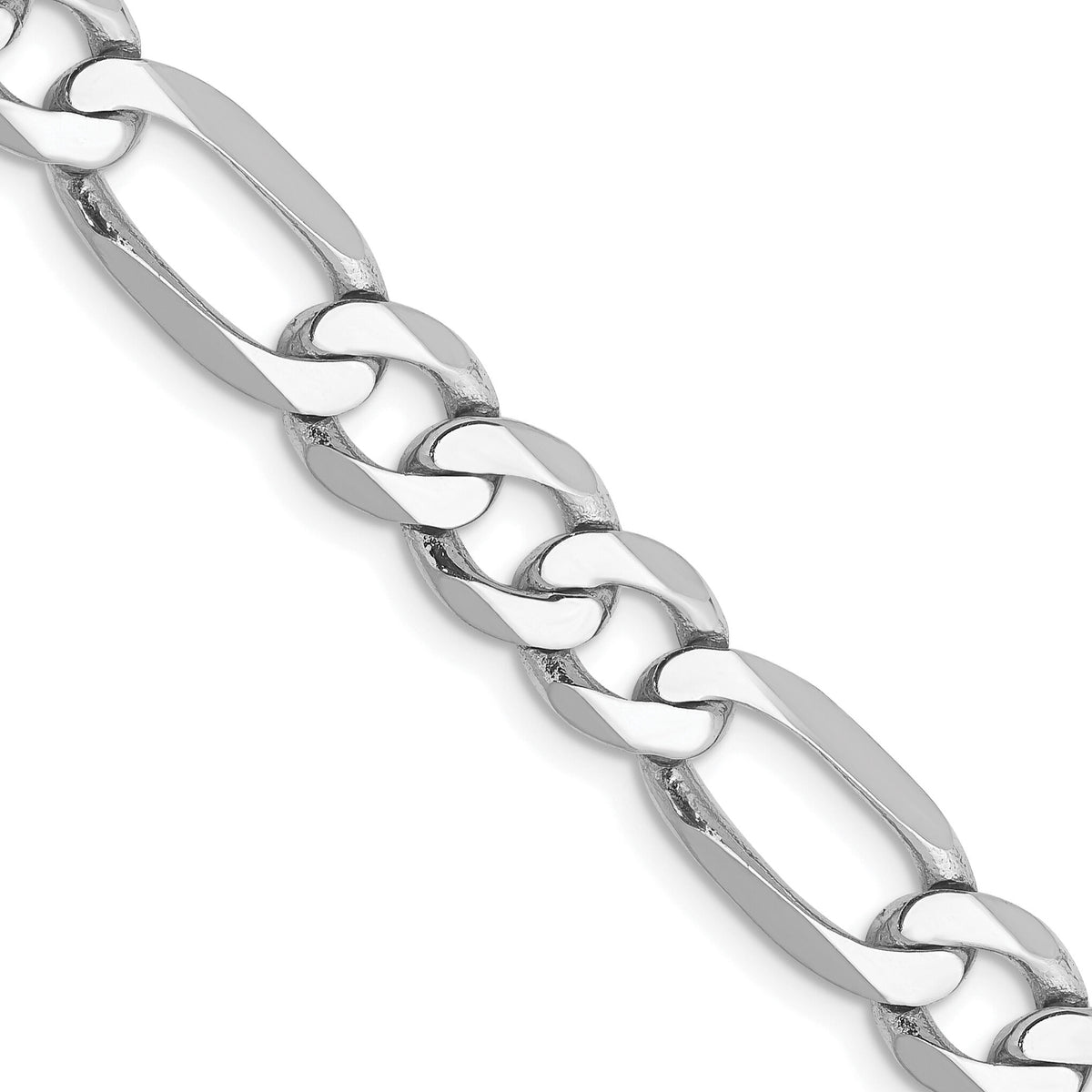 14k White Gold 7mm Flat Figaro Chain-WFIG180-24