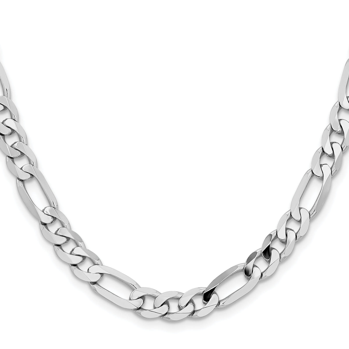 14k White Gold 7.5mm Flat Figaro Chain-WFIG200-20