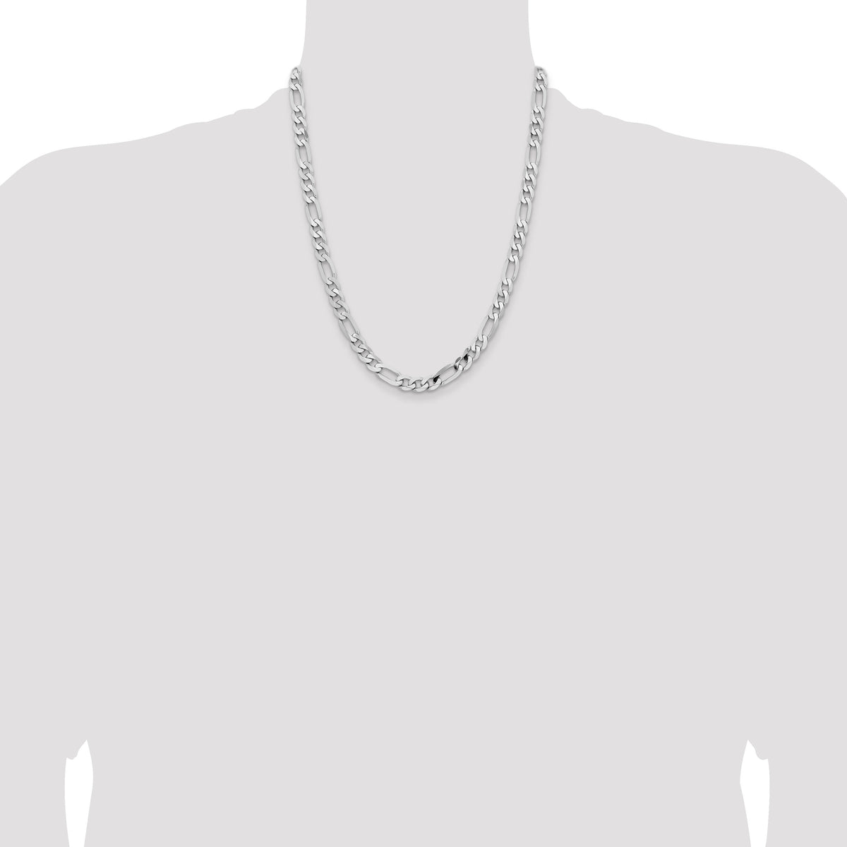 14k White Gold 7.5mm Flat Figaro Chain-WFIG200-22