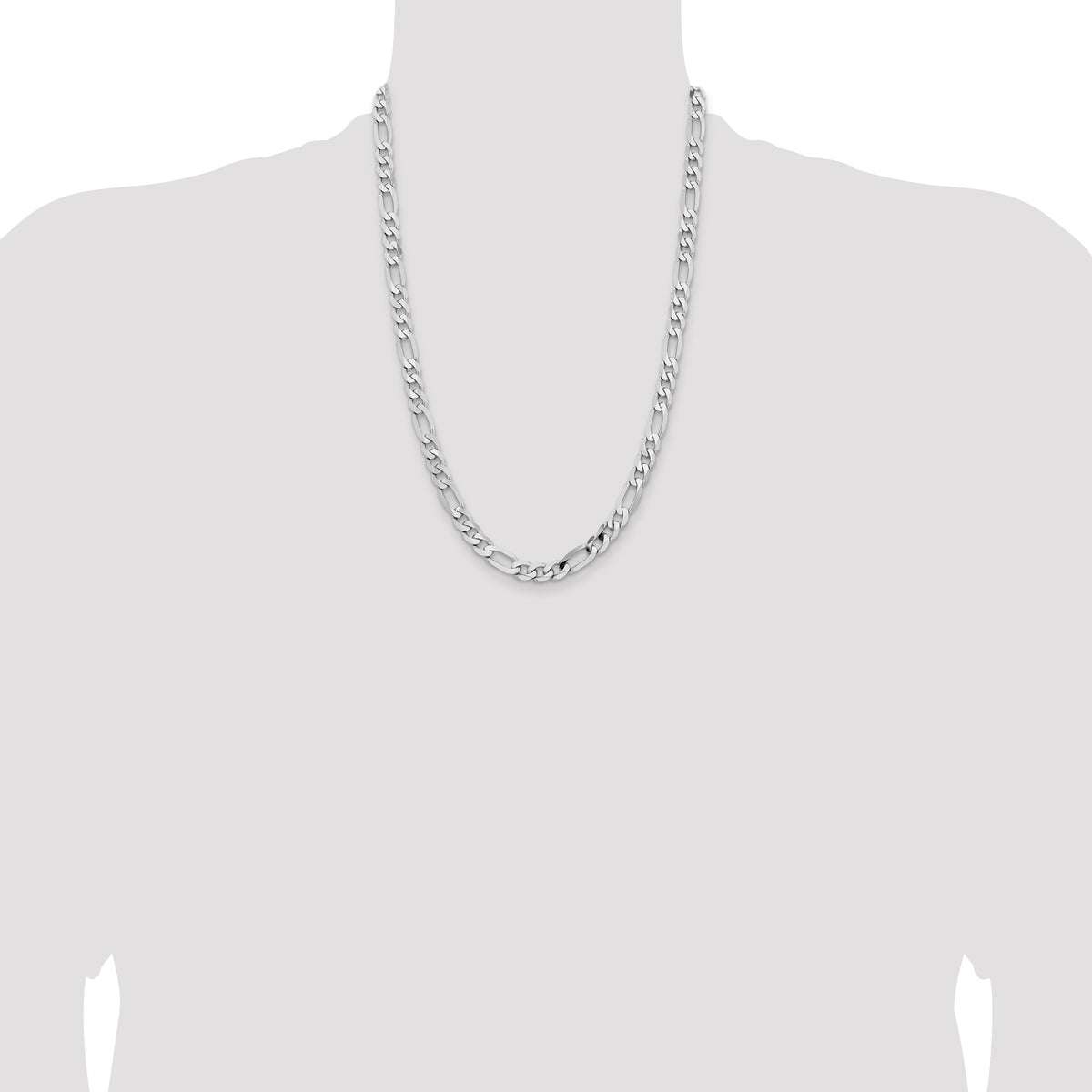14k White Gold 7.5mm Flat Figaro Chain-WFIG200-24