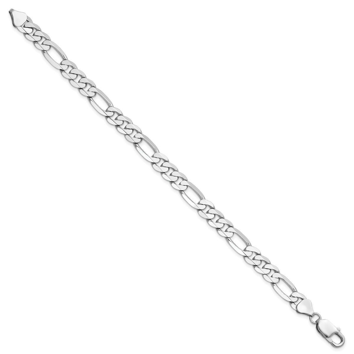 14k White Gold 7.5mm Flat Figaro Chain-WFIG200-8